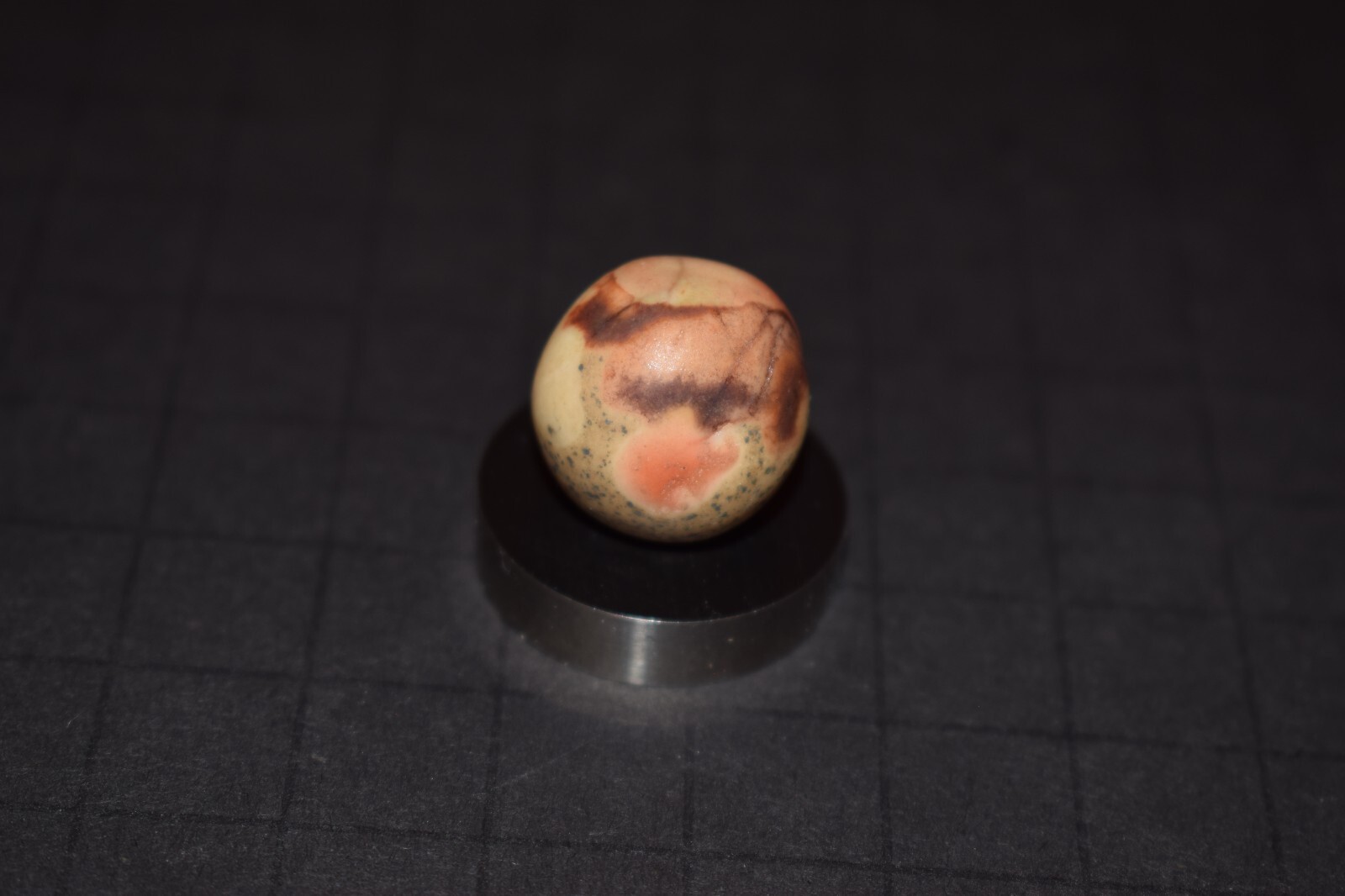 Antique Hand Painted, Fired Clay Abstract Art Marble Shooter Size .750″=3/4″ VGC