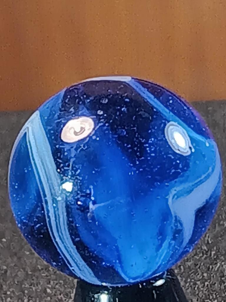 5/8″ Vacor Transparent Cobalt Sapphire Blue Jay Pearl White Serious Marble B184