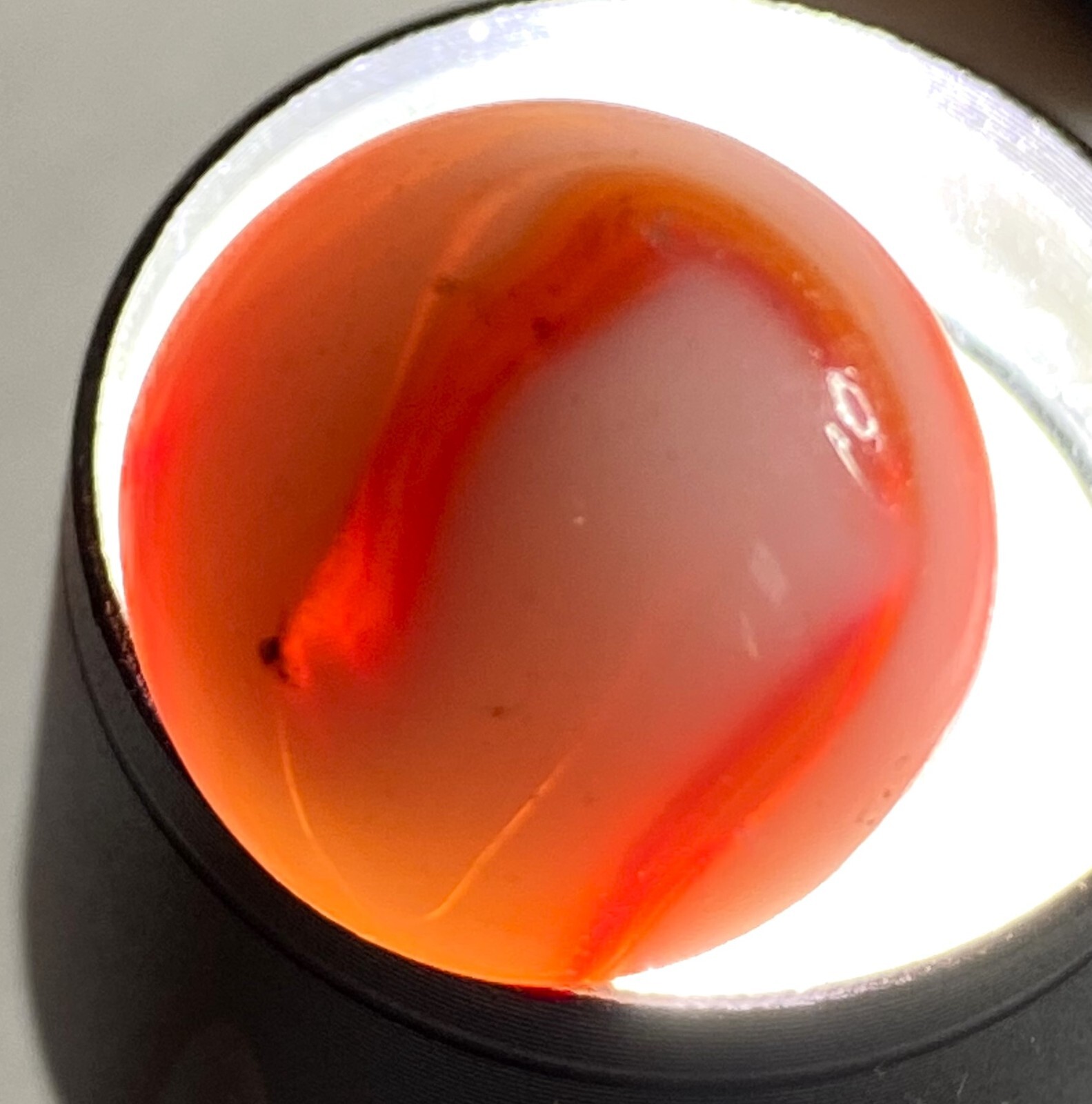 DUG CUT LINE ! CAC OR CHAMPION 0.63 AGATE ORANGE SWIRL FLAMES NM MD19