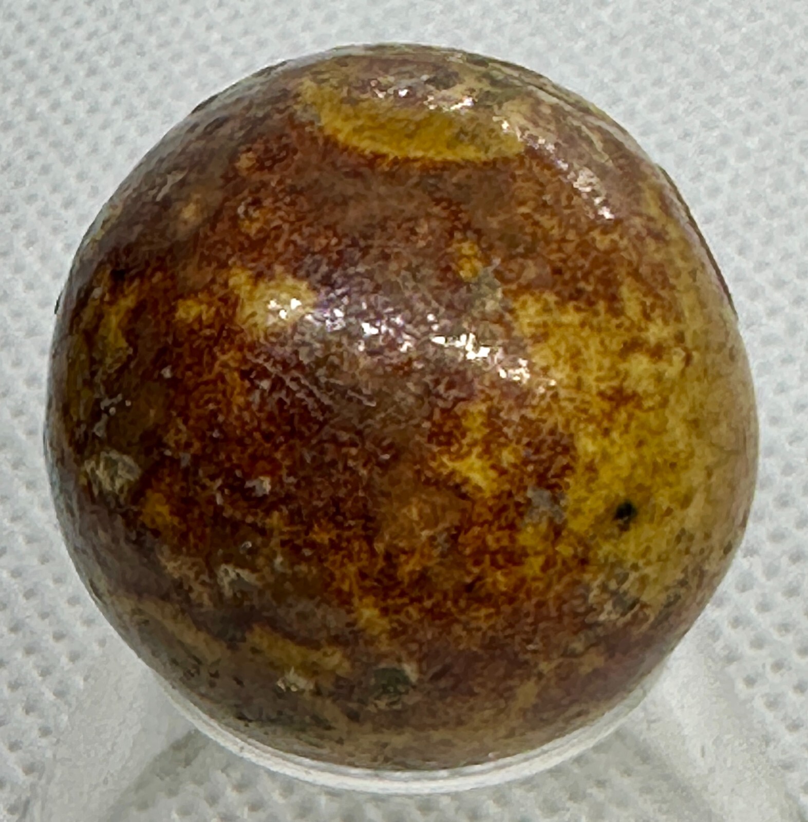 .99″ BENNINGTON MARBLE ANTIQUE BROWN 1800’s HANDMADE GLAZED CLAY 1 only