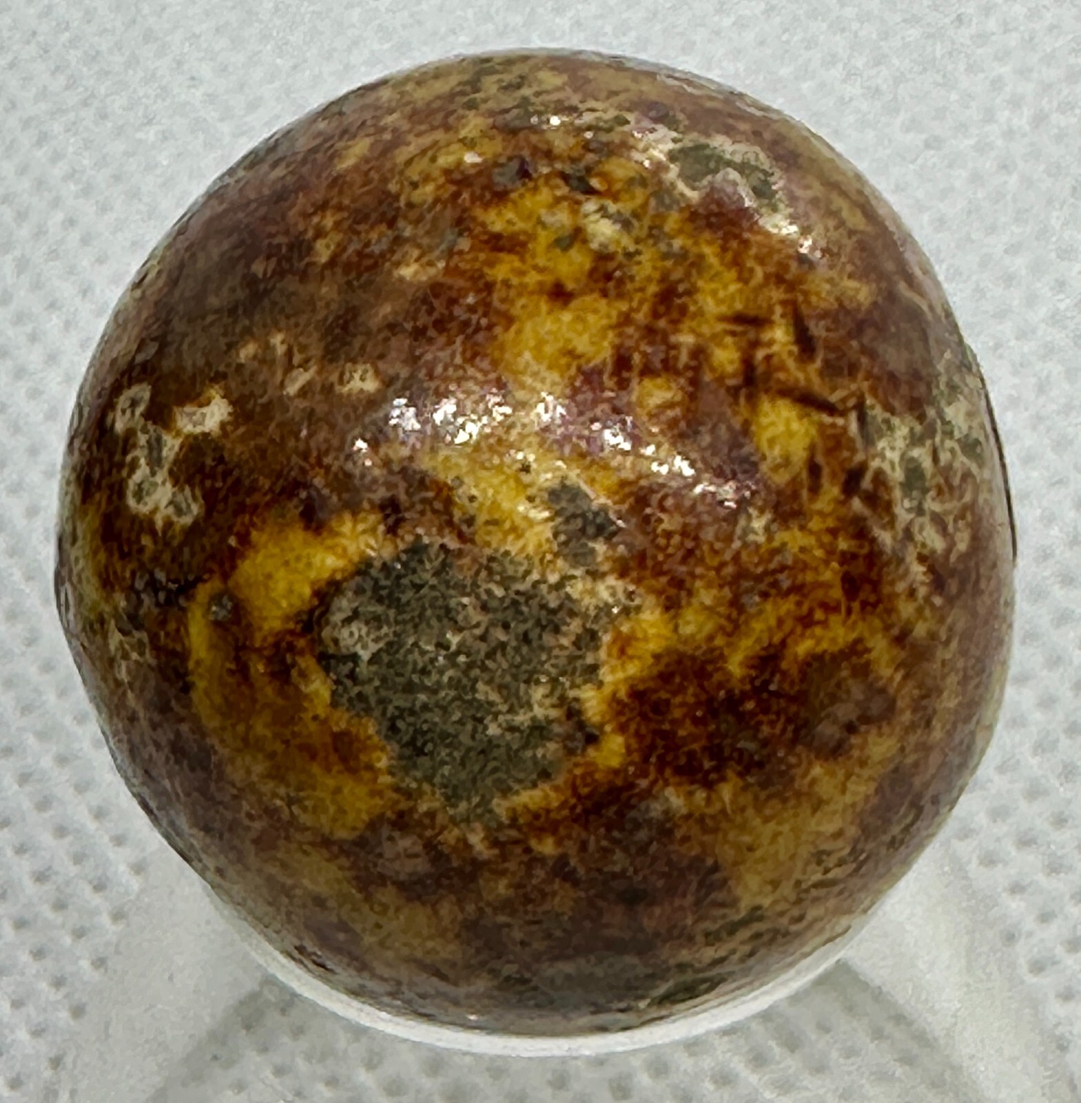 .99″ BENNINGTON MARBLE ANTIQUE BROWN 1800’s HANDMADE GLAZED CLAY 1 only