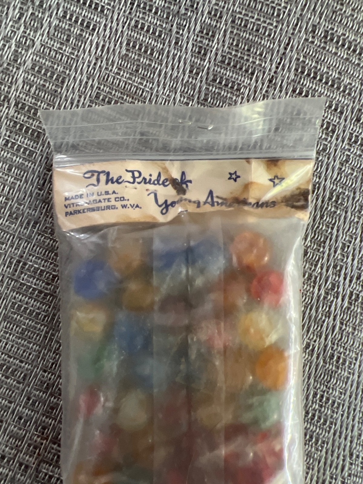 Vintage Sealed Bags of Cats Eye Marbles Master Glass Co., Clarksburg W. Va.