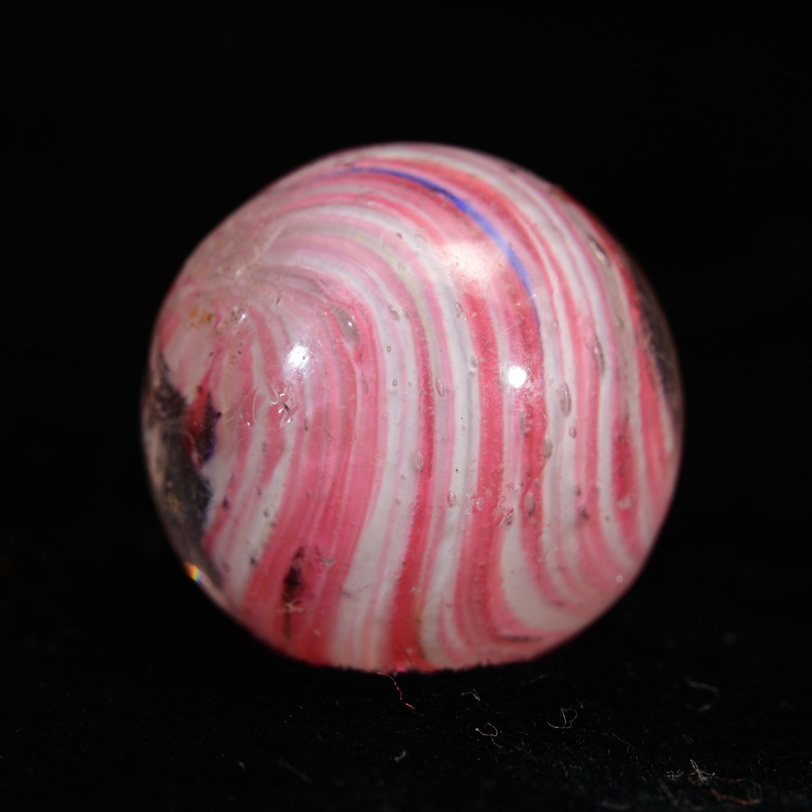 Onionskin Marble Early German Handmade Antique Shrunken Raspberry 17.2mm 21/32”