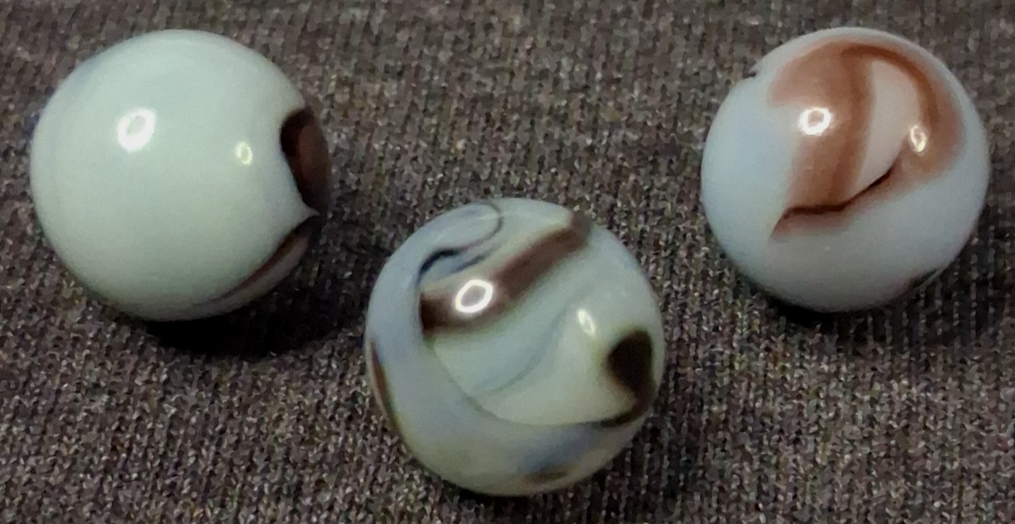Vintage Alley Agate Set Of 3 Swirl Marbles 5/8″ – All Mint Condition 526187