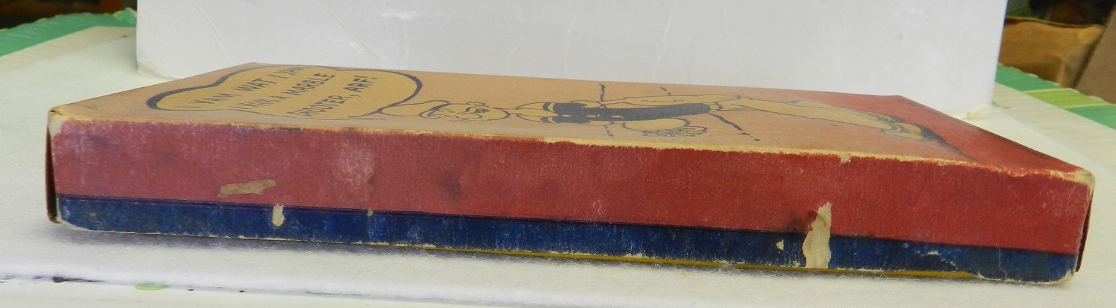 Original Vintage Akro Agate Popeye Box With Marbles and Bag
