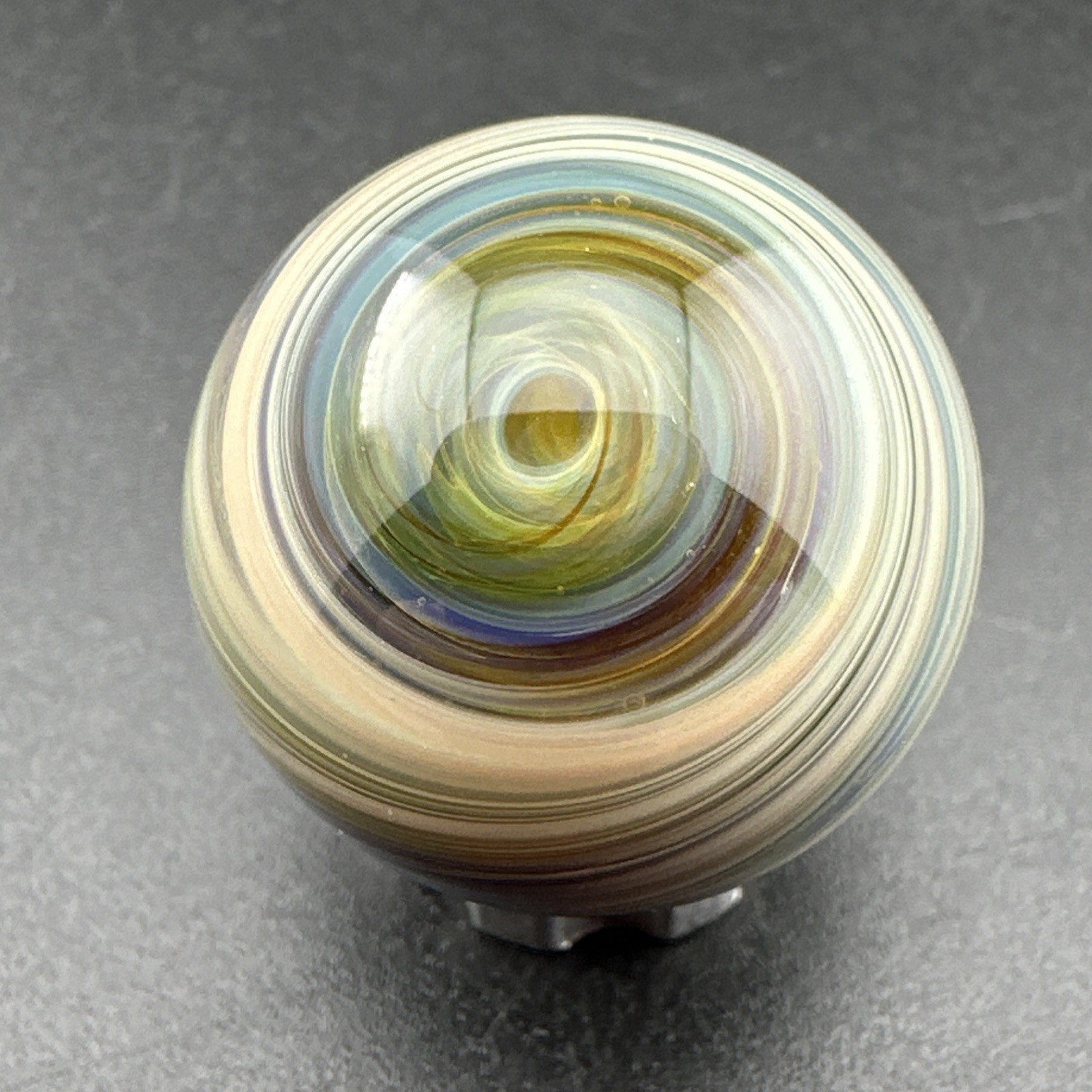 Contemporary Handmade Art Glass Marble .89″ Layered Swirl MIB, Boro Chaos Design