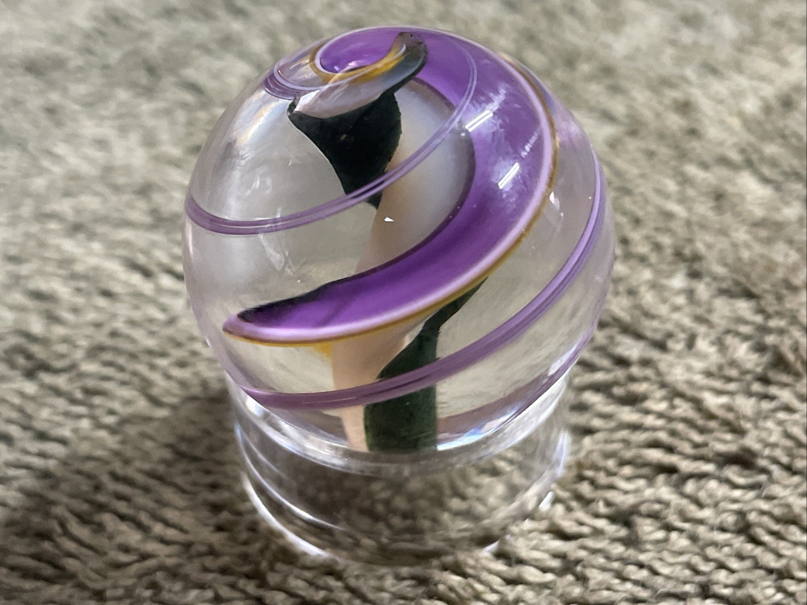 Handmade Contemporary Glass Art Marble 1.1” Spiral Dichroic Swirl