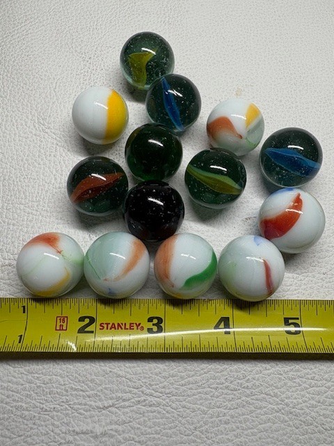 14 Large Vintage Glass Marbles Swirls Clear