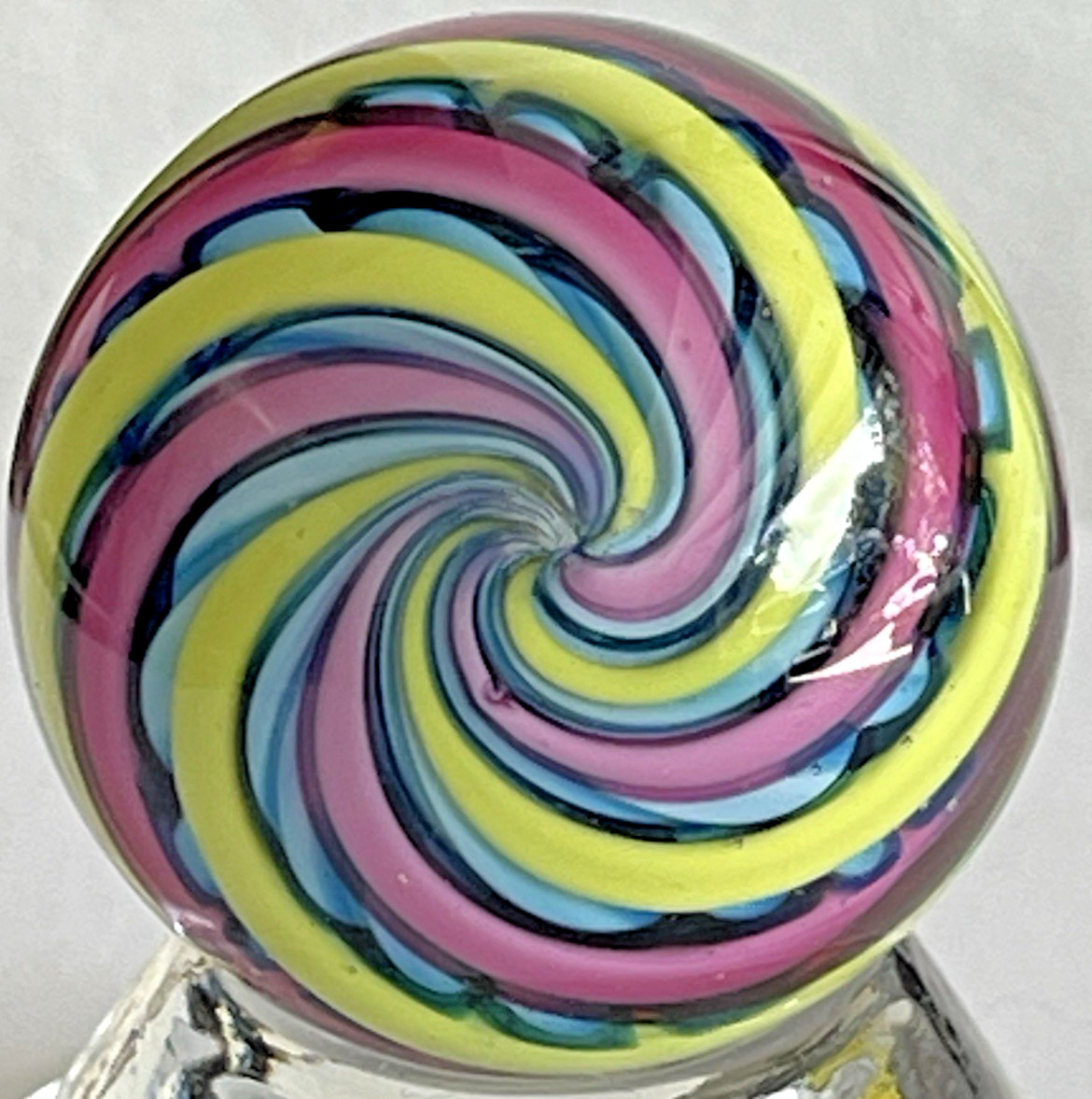 2014 EDDIE SEESE MARBLE HANDMADE SIGNED GLASS ART 1.13″ DICHROIC SWIRL SWEET 1