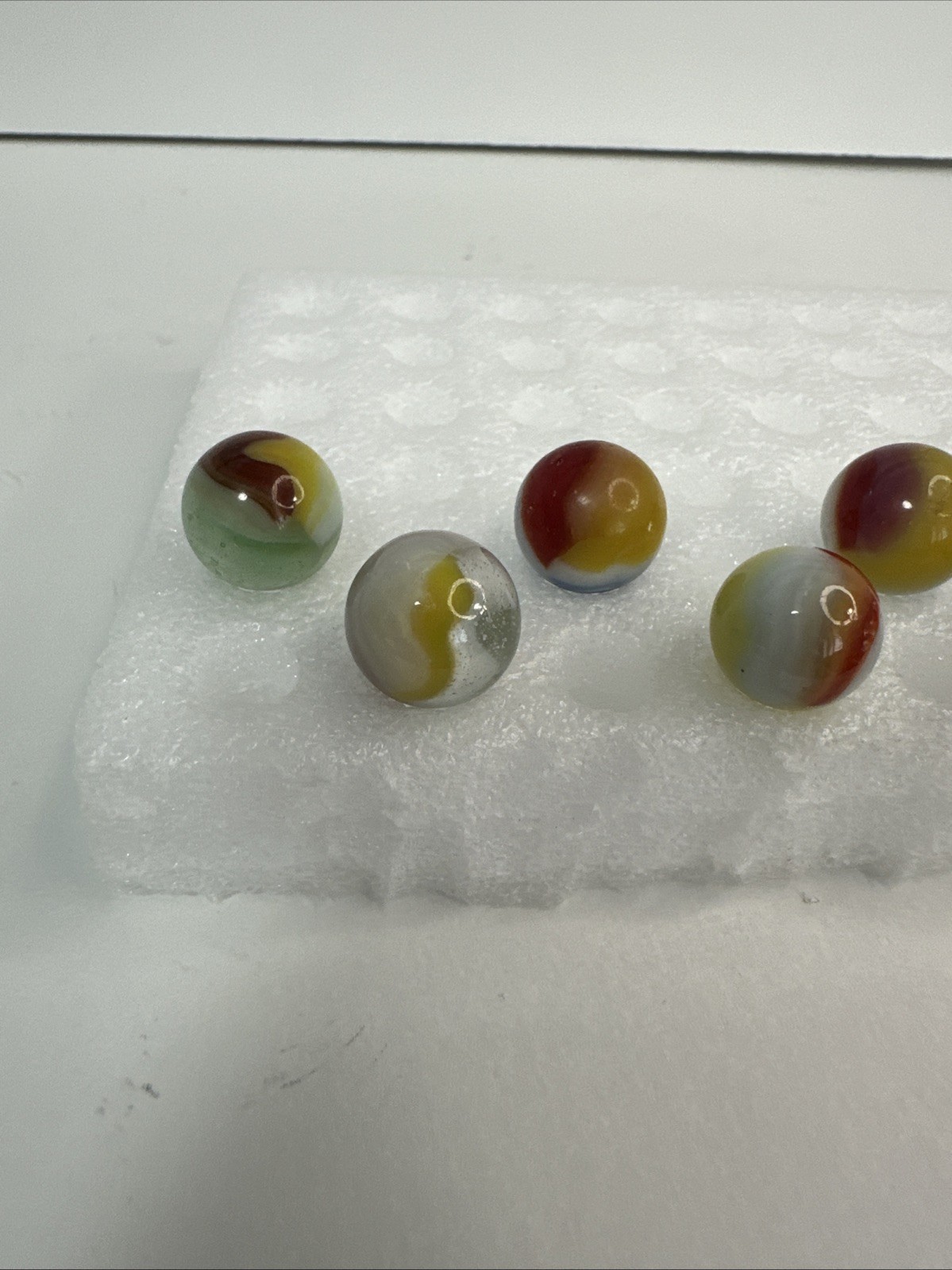 016 Lot 9 Vintage Vitro Tri Lite Elite Marbles. Played With