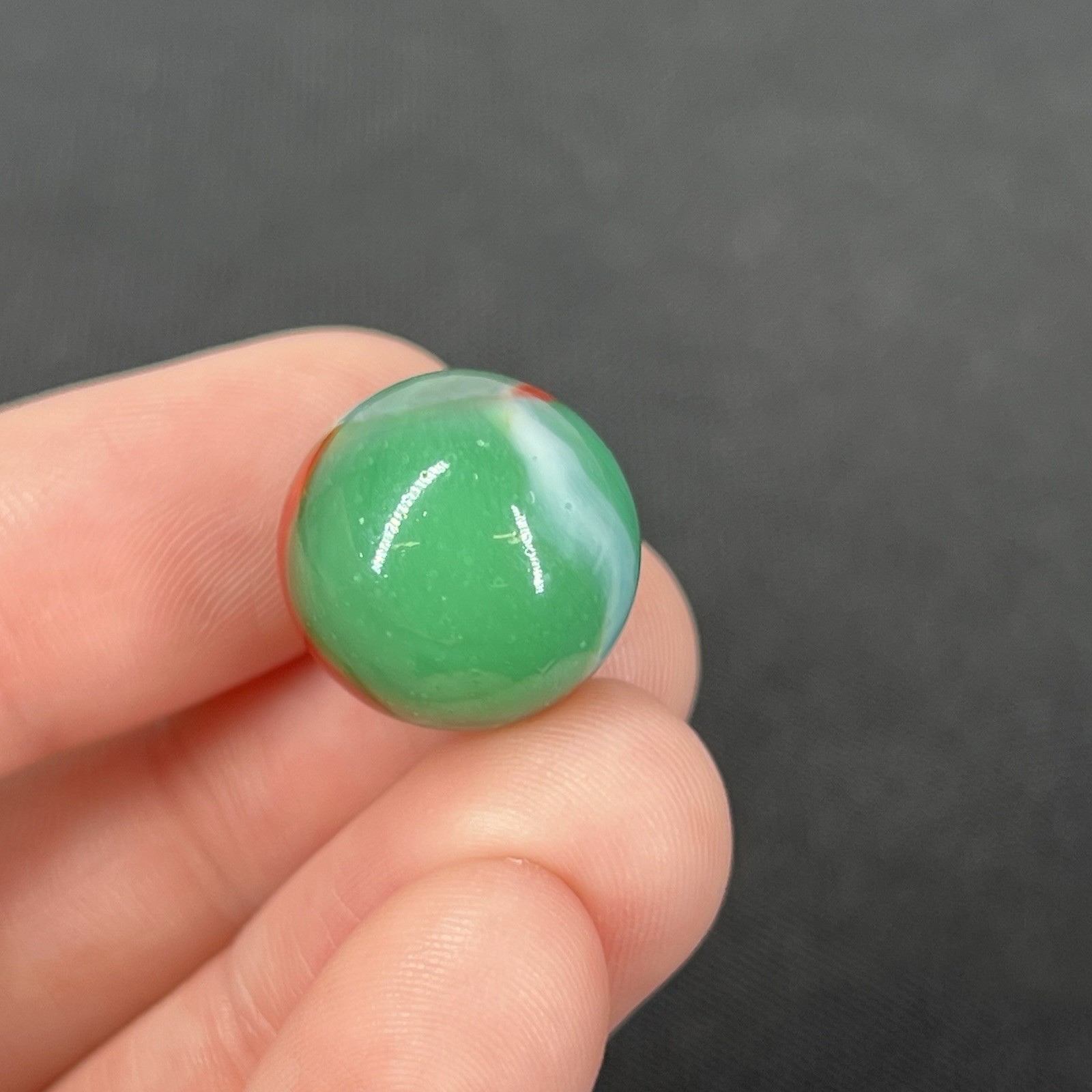 Vtg Glass Marble Christensen Akro Peltier Vitro .6” Green Red White