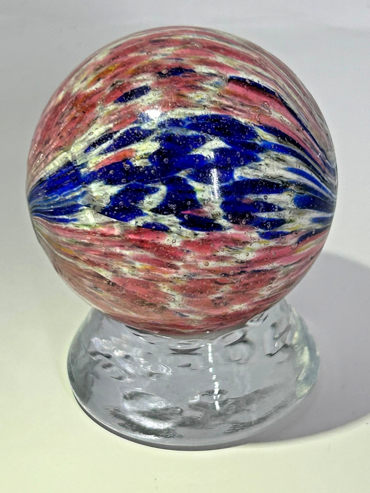 Antique German Handmade 4 Panel “flame” Onionskin Marble 1-25/32″ Mint E3.23
