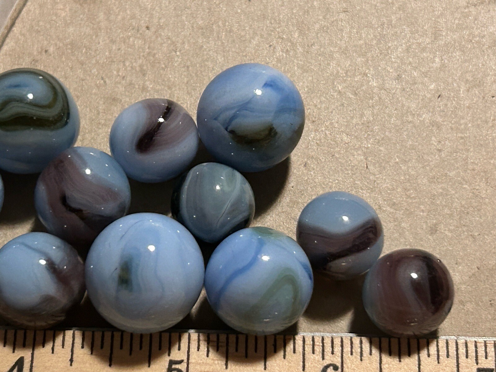 Vintage Marbles Lot Of 25 Blue Greens Purple Grays Swirl Lot 360