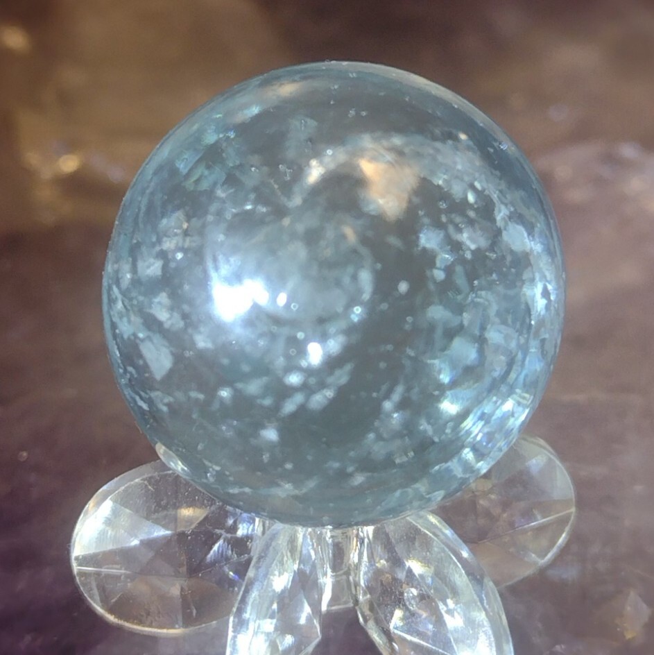 .84″ TWISTED SILVER MICA – RARE VHTF ANTIQUE GERMAN MARBLES-NM