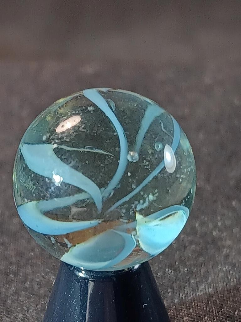 5/8″ Vitro Agate Robin’s Egg Blue Caged Cat Eye Near Mint Serious Marble A960
