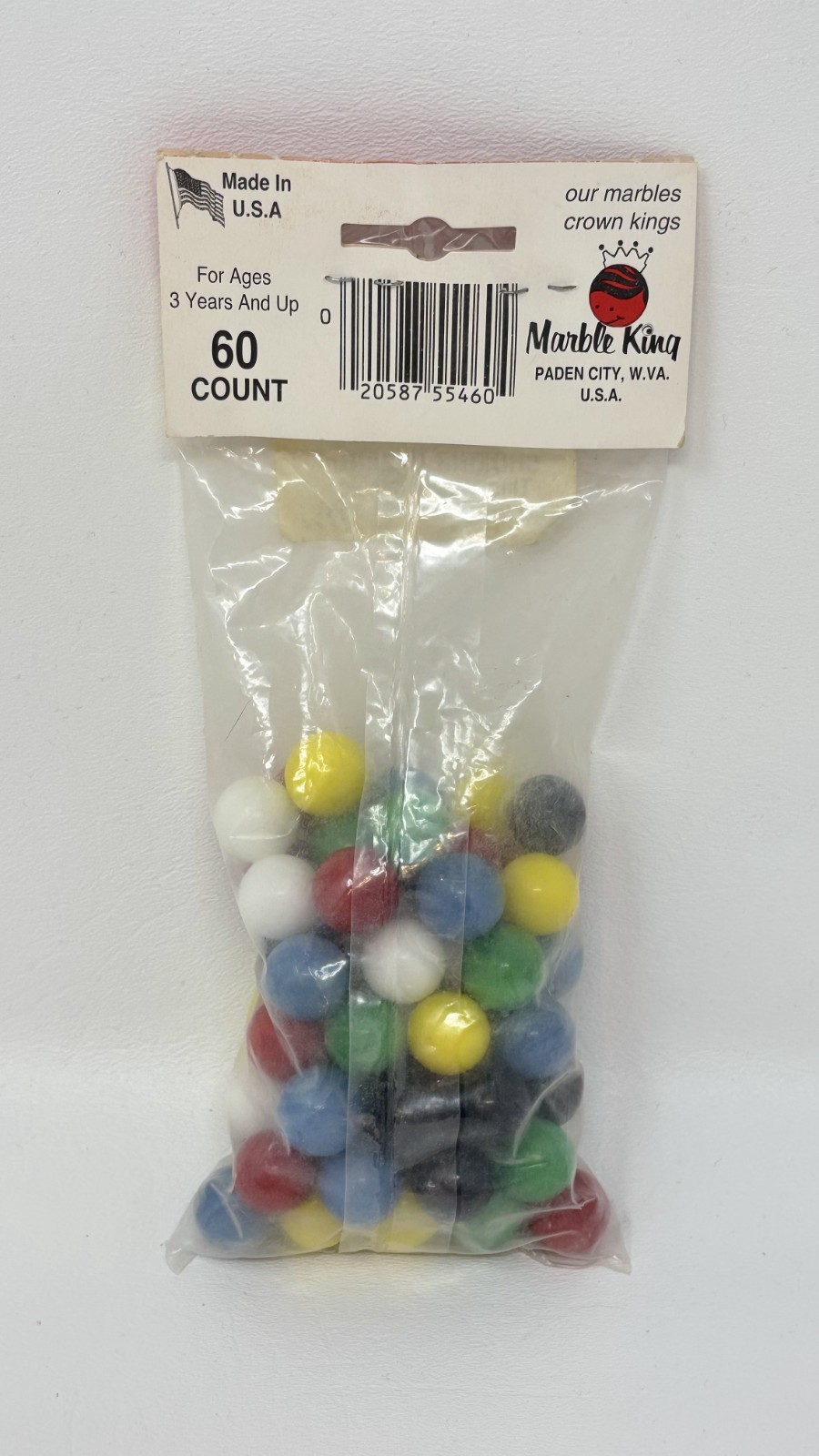 Vintage SEALED 60x Chinese Checkers Glass Marbles, Marble King