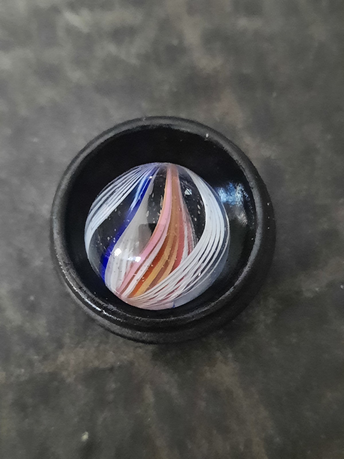 Antique German Ribbon Core Swirl Marble Vibrant Colors Approximately .650