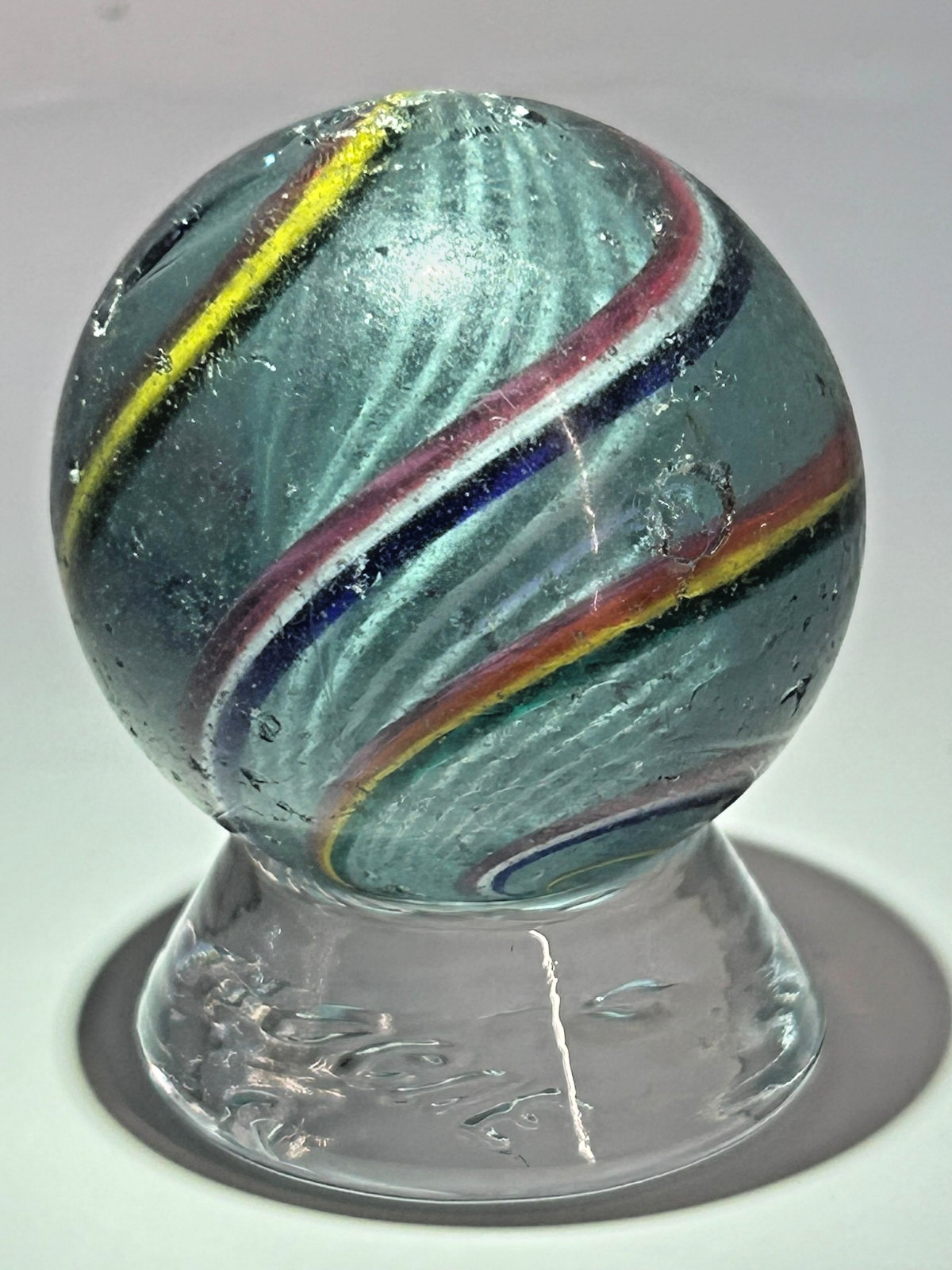 Antique German Handmade Divided Core Marble Purple Base Glass 1-3/4″ NM E3.18