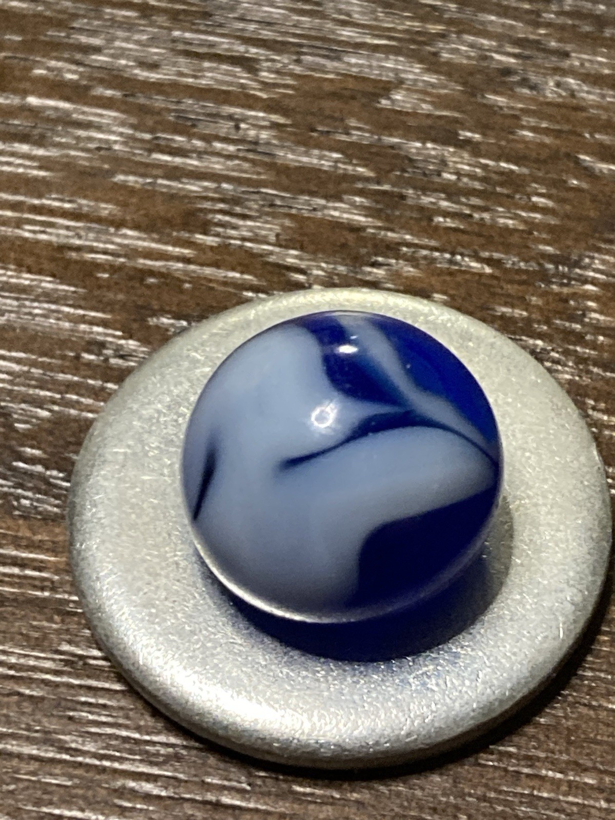 Alley Agate Blue White Glass Swirl Marble Vintage 5/8 Inch