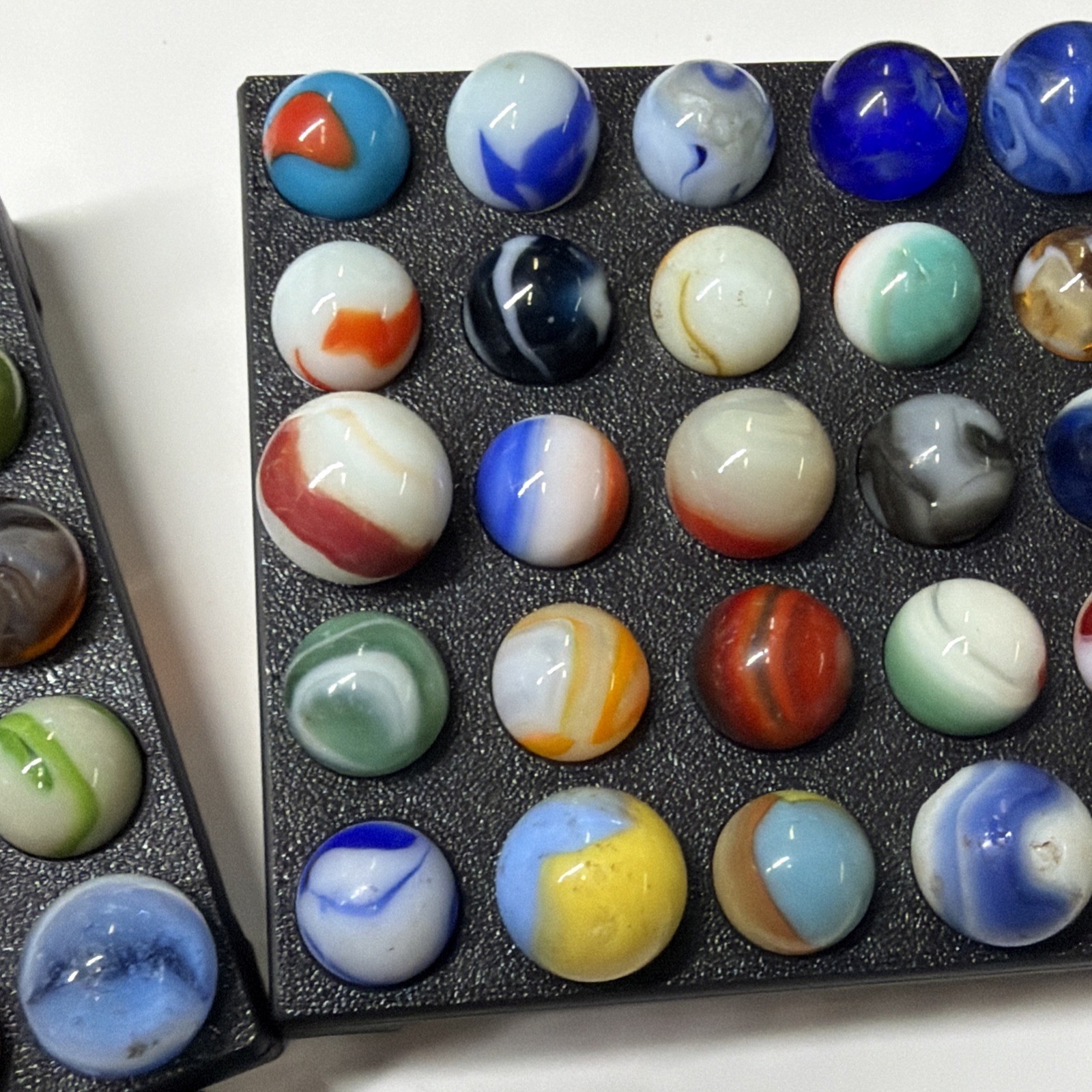 Vintage Glass Marbles Christensen Agate Vitro Akro Patch, King Tri (70 Total)
