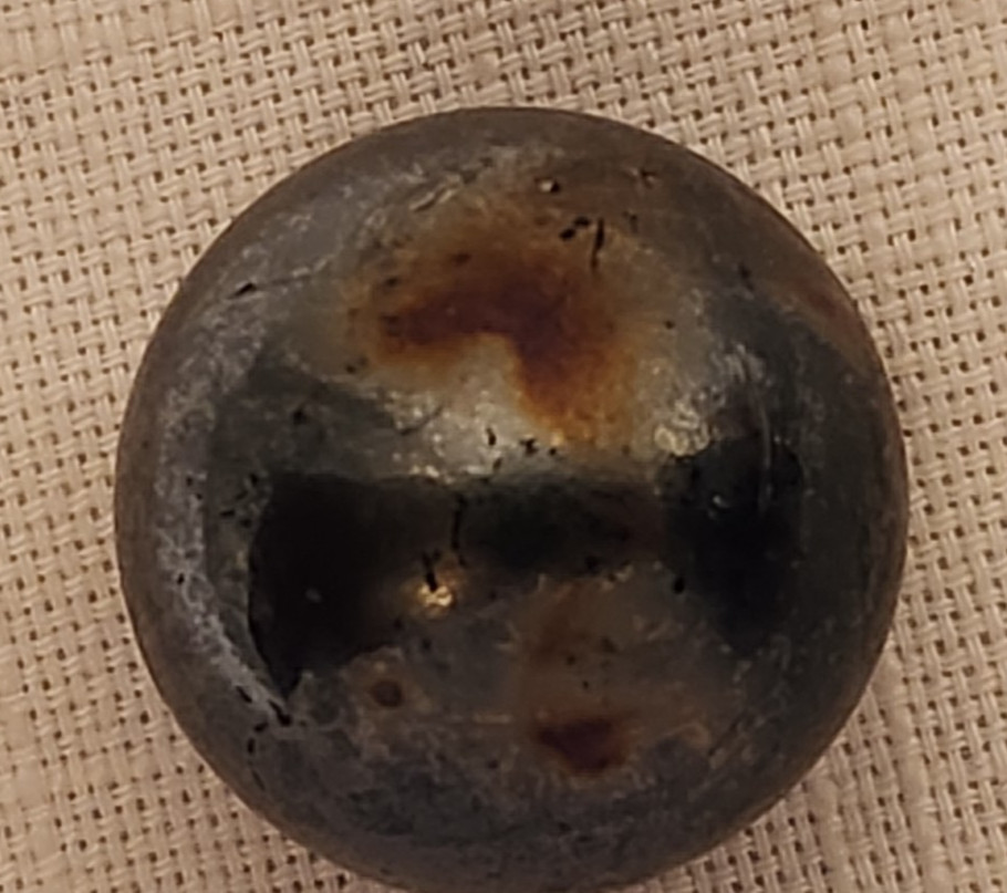 Vintage Pair 1″ Glass Marbles – Translucent Cobalt Blue Chrome / Iridescent