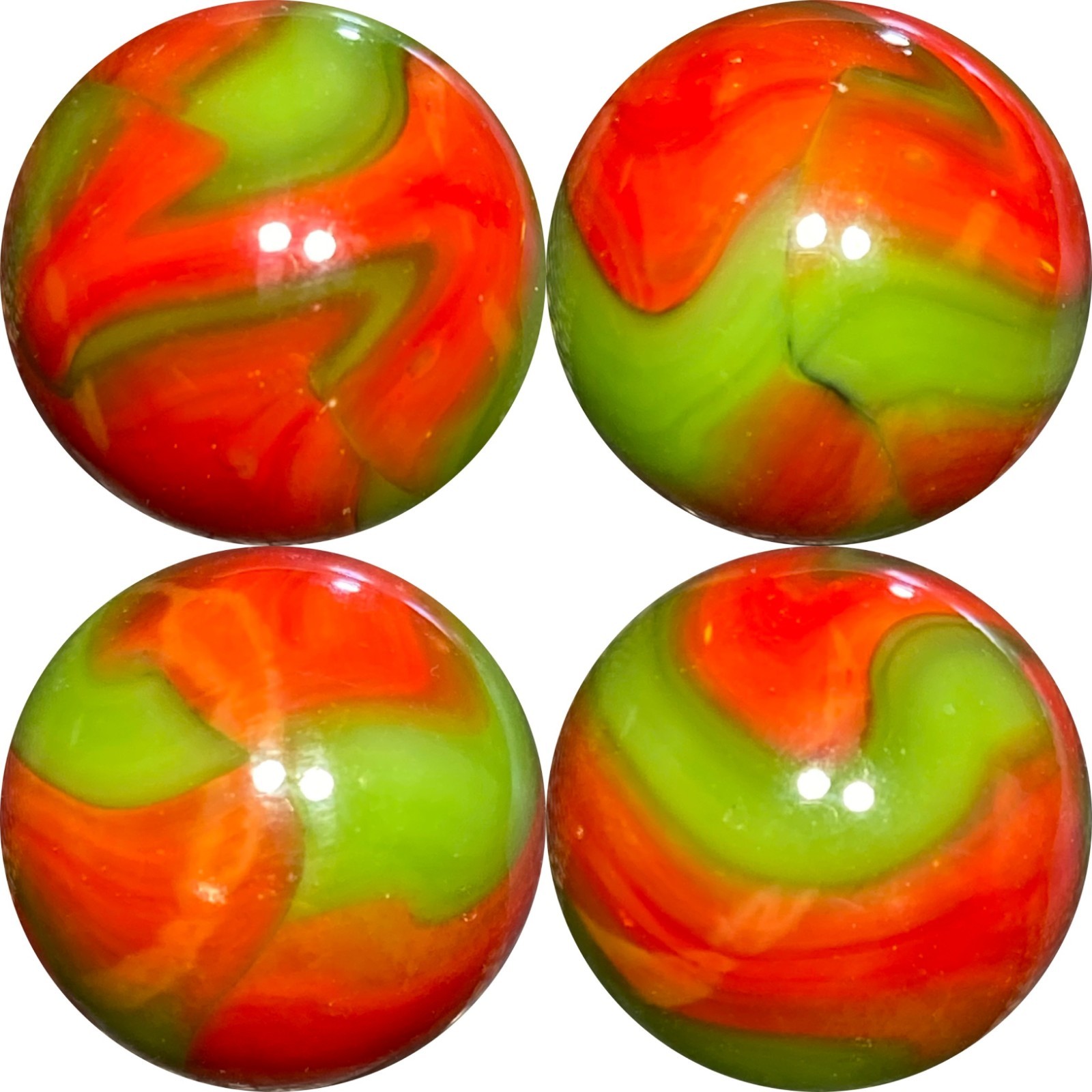 (two) PELTIER NATIONAL LINE RAINBO MARBLES, “Cubscout” & “Dragon”. NM+.