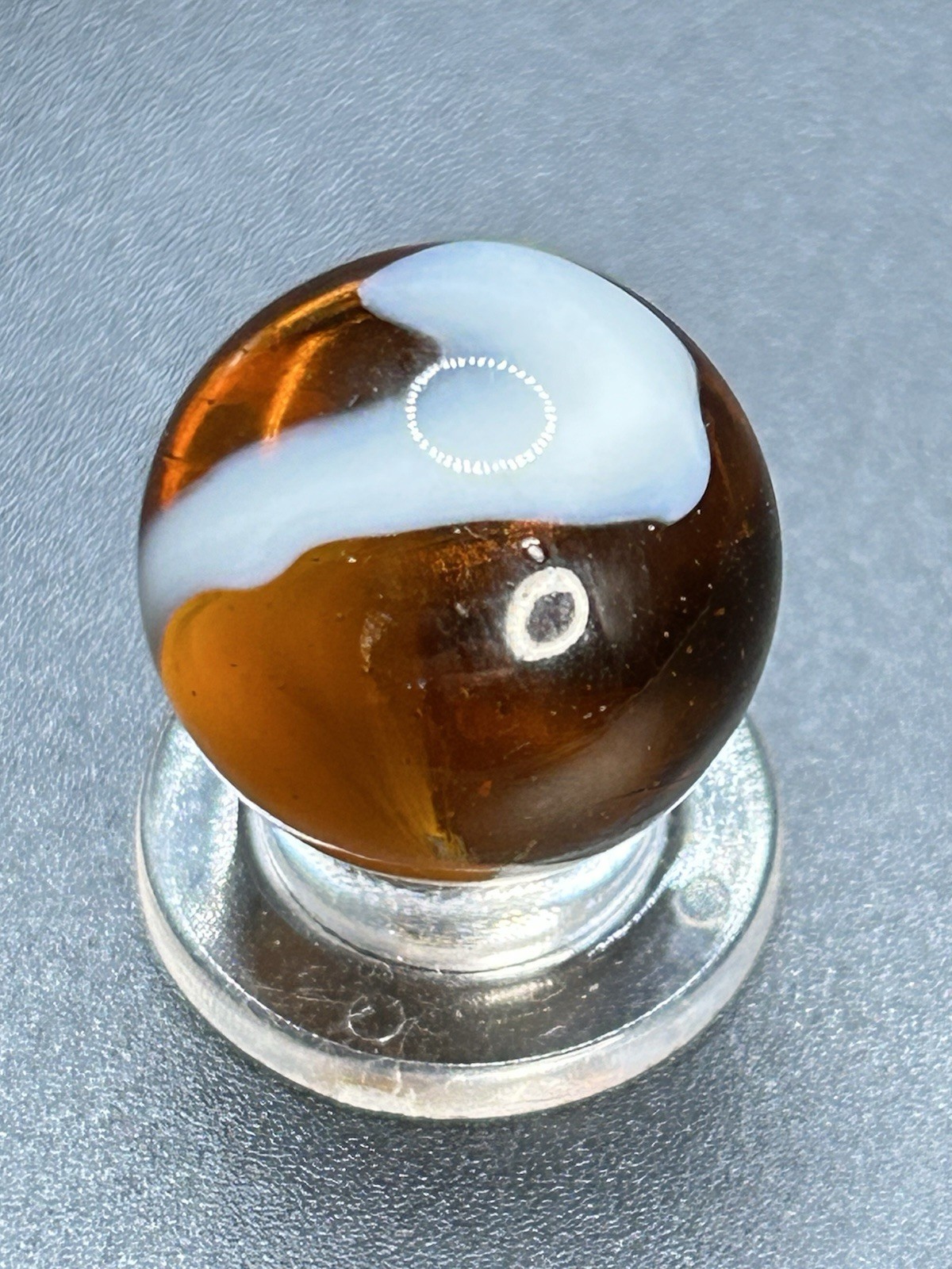 Vintage Classic Akro Agate Golden Amber Snake Spiral Marble 0.709”