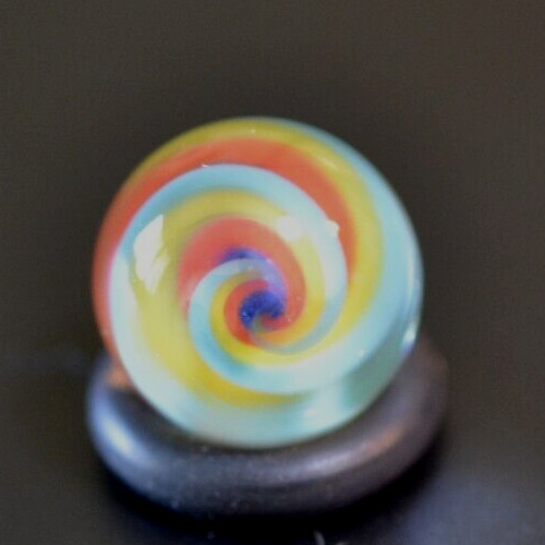 BRYAN TRILLAS GLASS MARBLE/.578″-BLACKLIGHT RAINBOW CORKSCREW-TURQ.,RED,VIOLET +