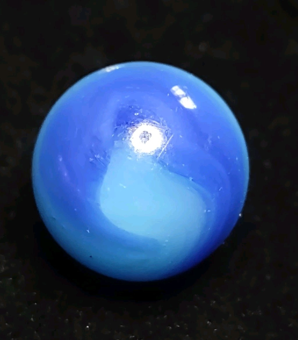 .69″ Persian Blue Special Two Color AKRO Agate CORKSCREW Swirl VINTAGE Marble