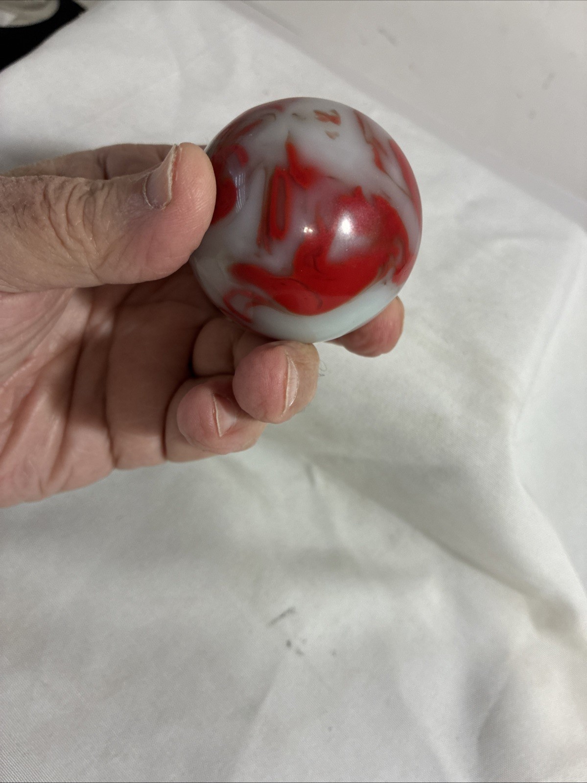Rare VTG MARBLE PELTIER GLASS Large 2” Diameter And ~7 Oz. In Weight Very Nice