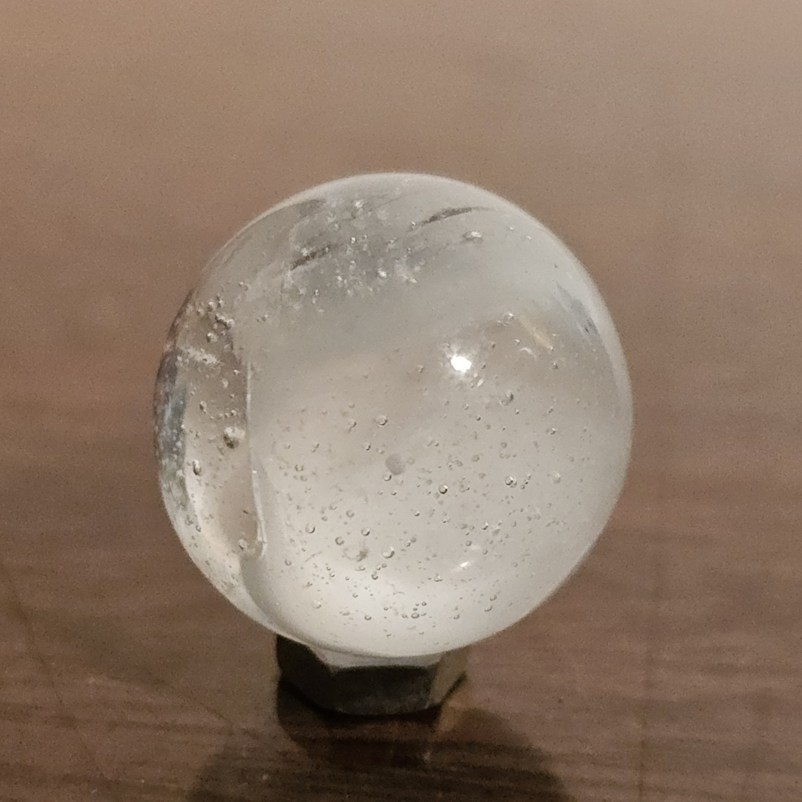 C E Bogard White 4-Lobe Floppy Cats Eye Clear Glass .875 Shooter Marble