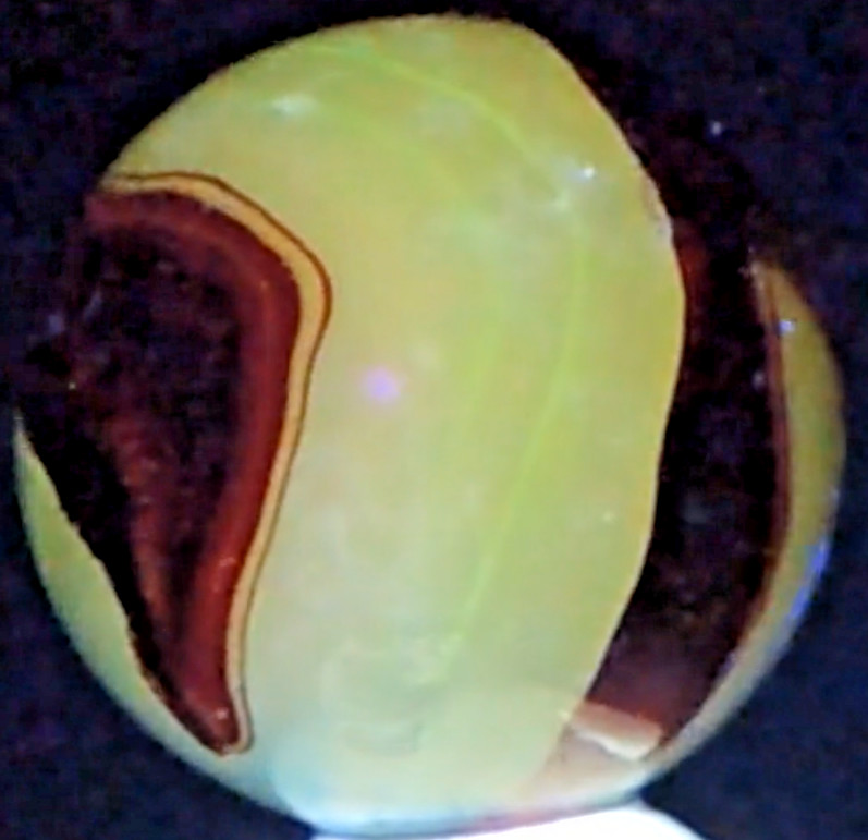 Marble AKRO AGATE Oxblood FlameSwirls Lemonade Milky Base Corkscrew 3/4″ WILD UV