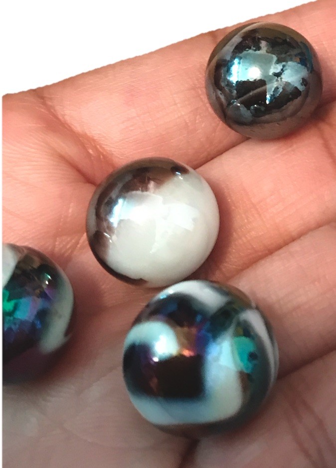 Galaxy Metallic Milky Way Swirl VNTG Marbles—Lot Of 24