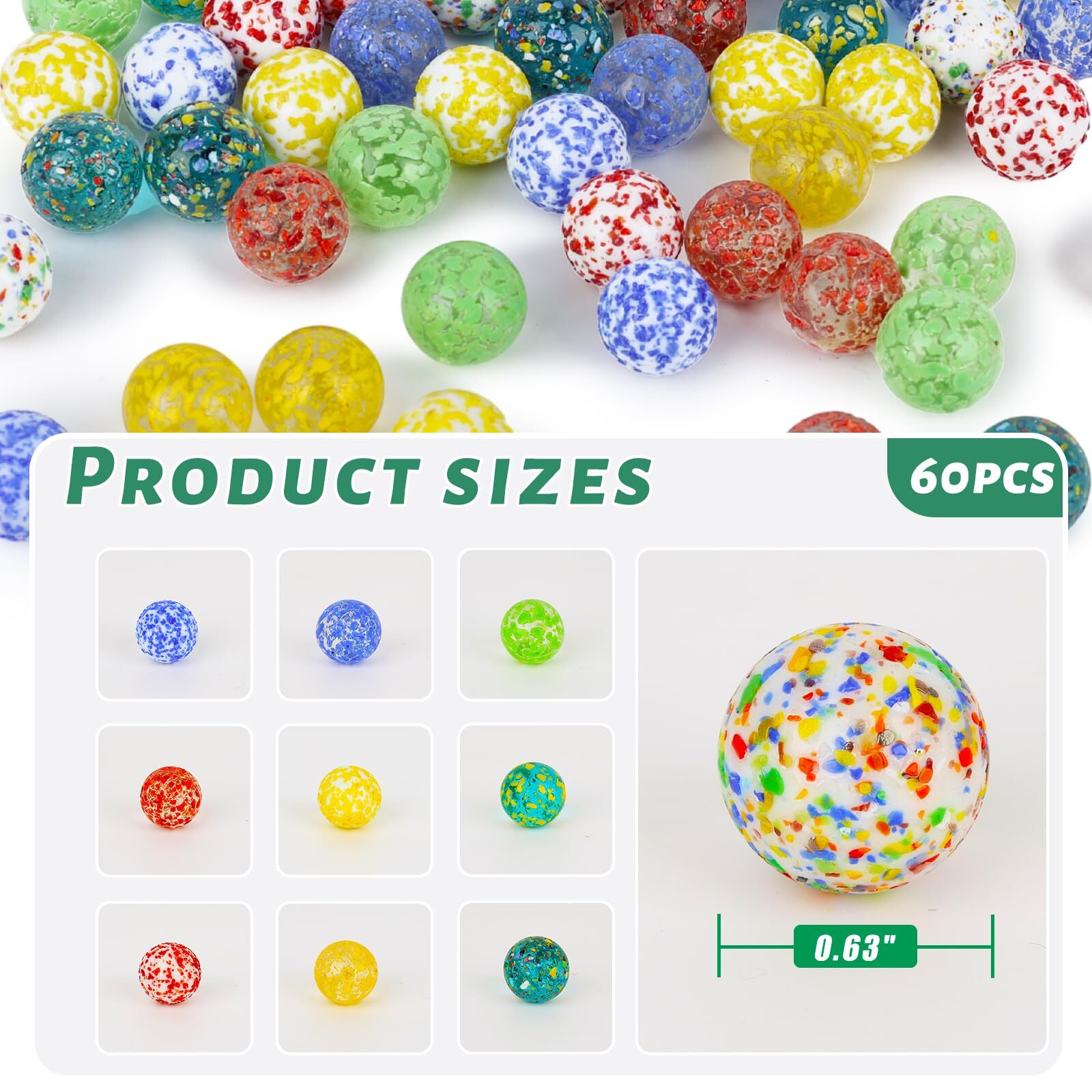 60 Pcs Glass Marbles Bulk Marbles