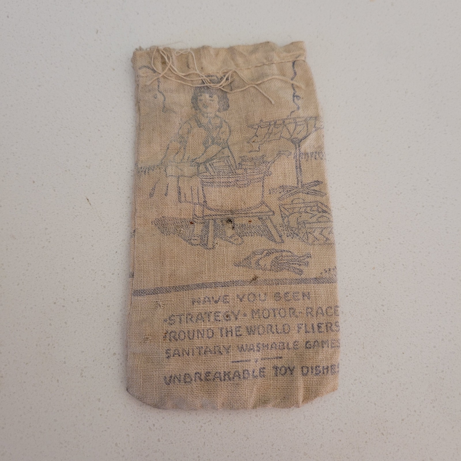 Original 1″ Steelies Marble Bag Sandy Andy Toys Panama Pile Driver Toy 1907-1930