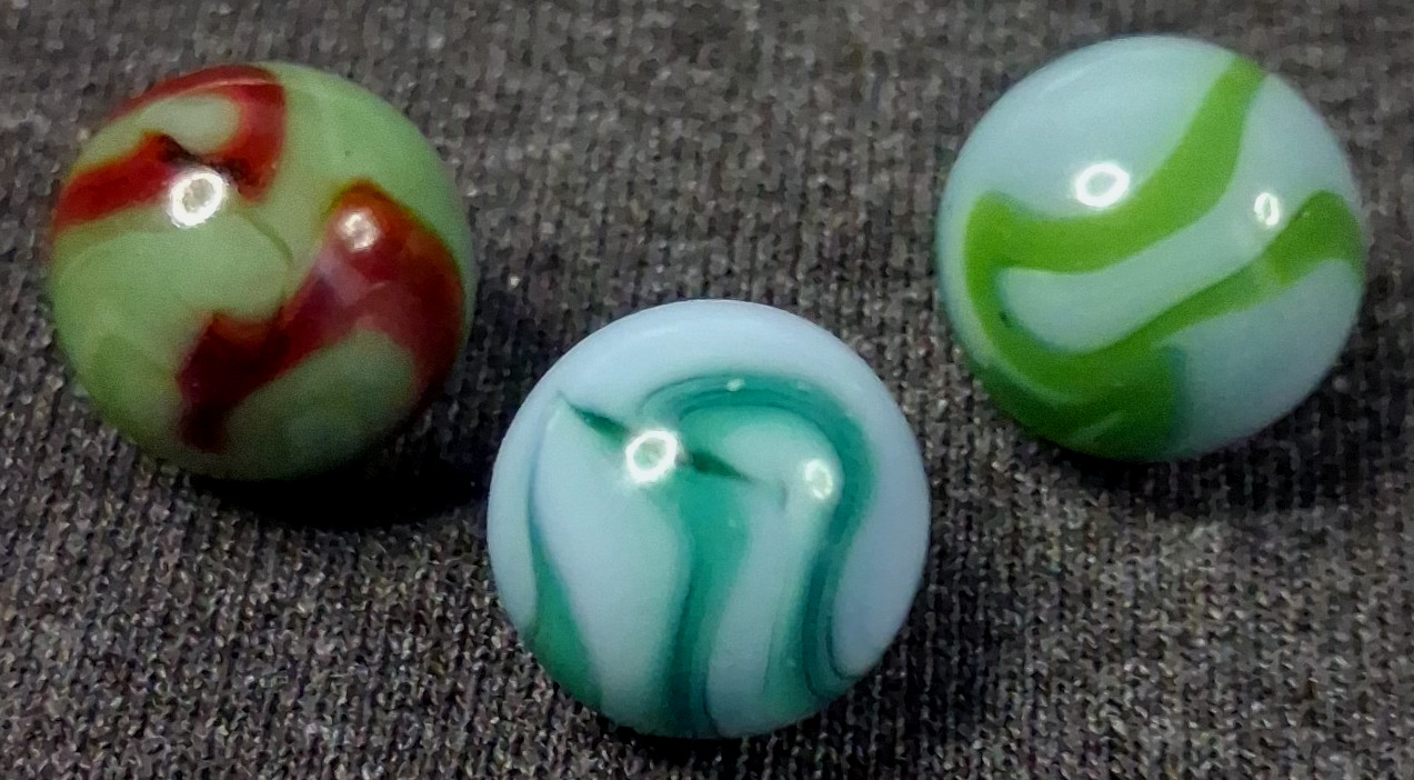 Vintage Alley Agate Set Of 3 Swirl Marbles 5/8″ – All Mint Condition 526184