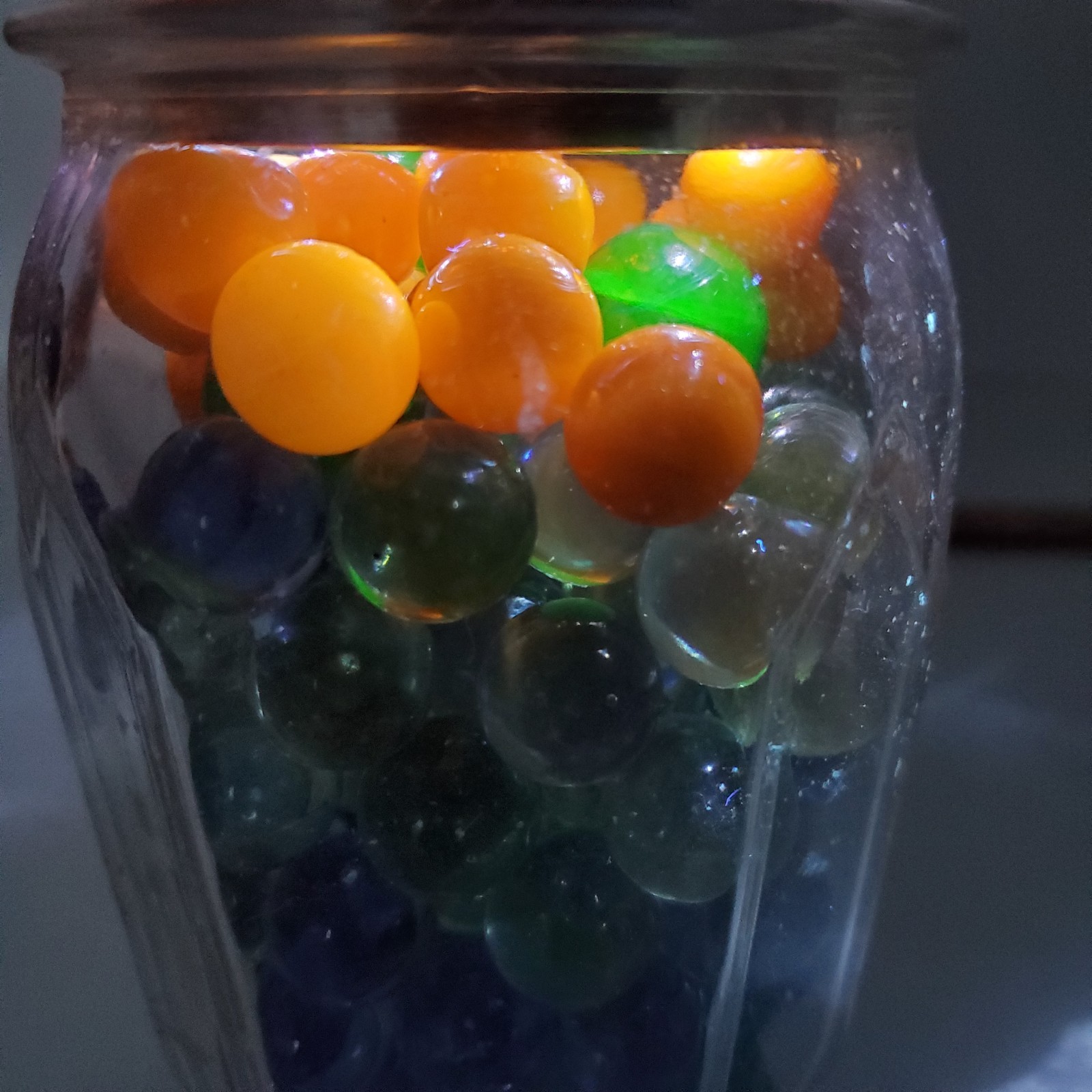 Vintage Glass Marble Lot Cadmium UV Reactive Orange & Green Mixed Colors No Jar