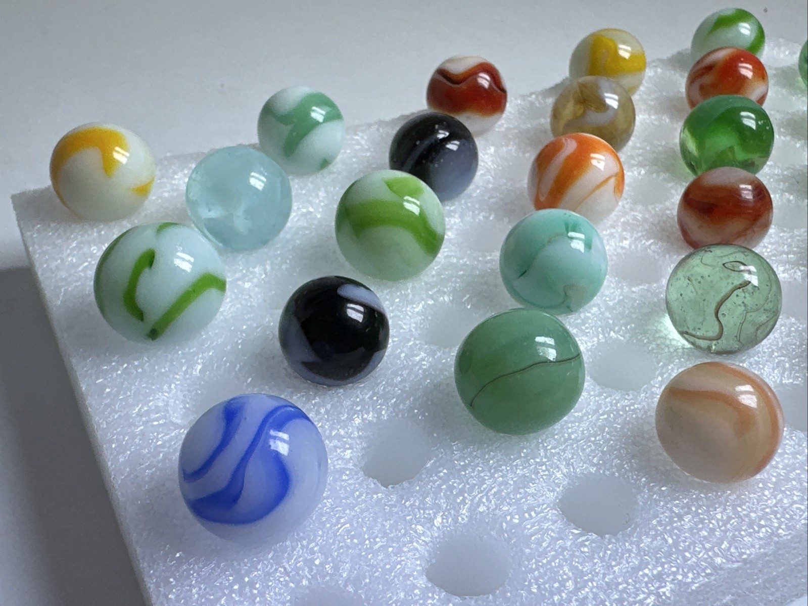 377 Lot Of 29 Vintage Heaton Agate Swirl Marbles!