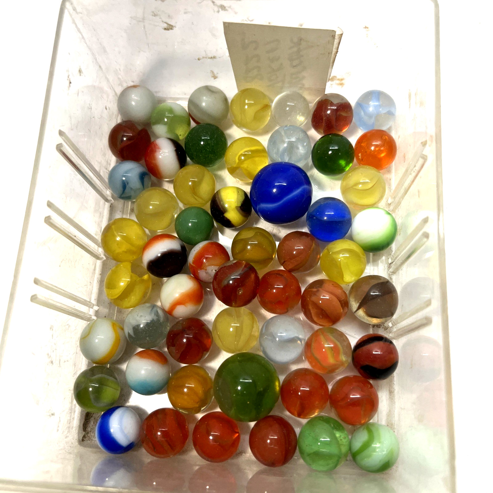 Estate Item: Antique Vintage Lot Of Clear/Swirl Glass Marbles 54 Pc Lot #1