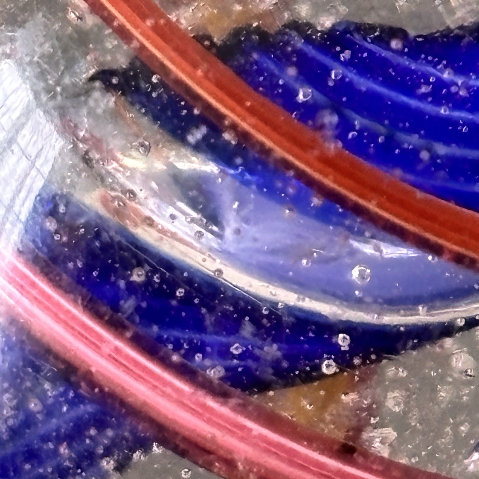 💥Antique German Handmade Divided RARE Blue Jelly Core Marble 2.01” Superb NM💥