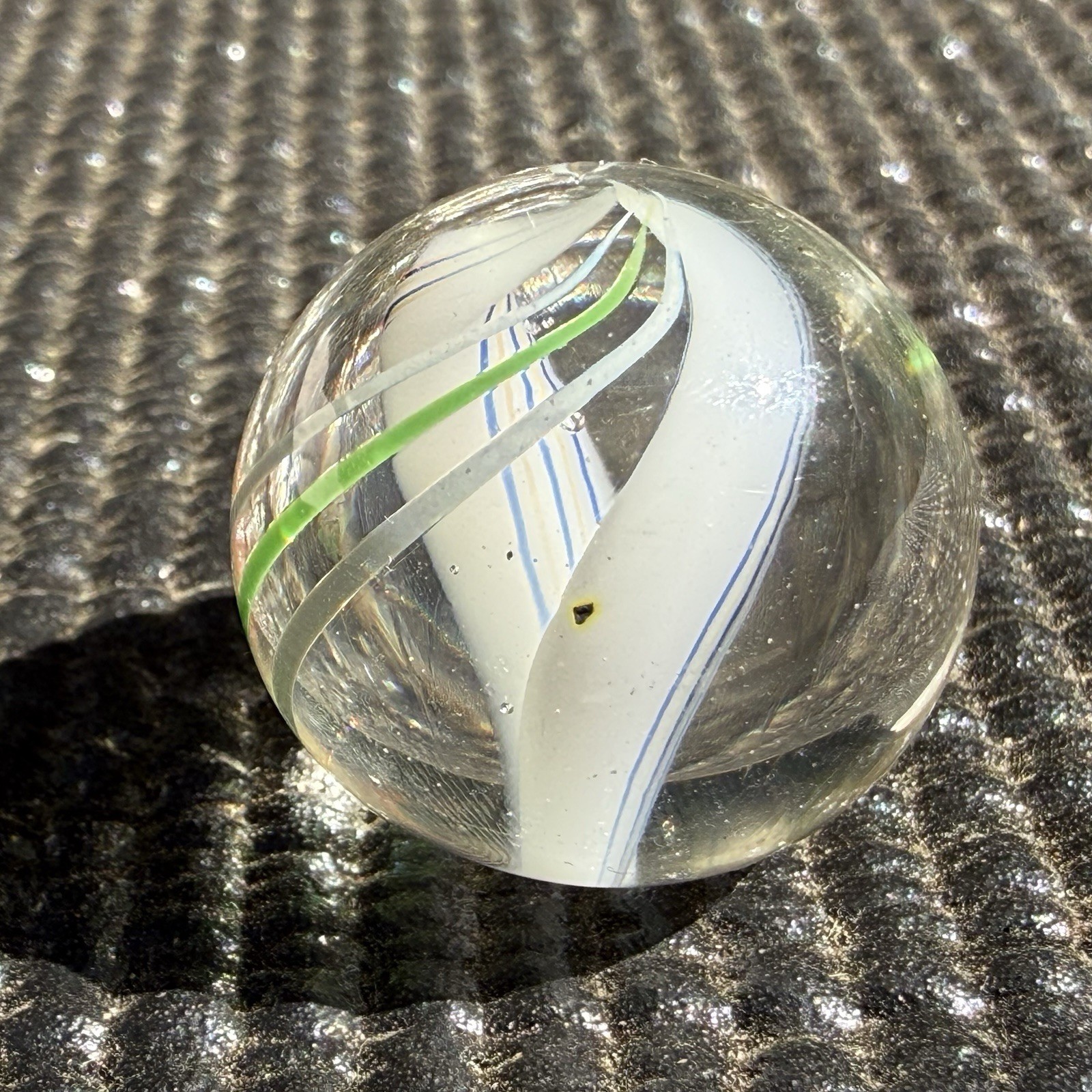 Contemporary Divided 2 Core Swirl Handmade Marble .92” Mint