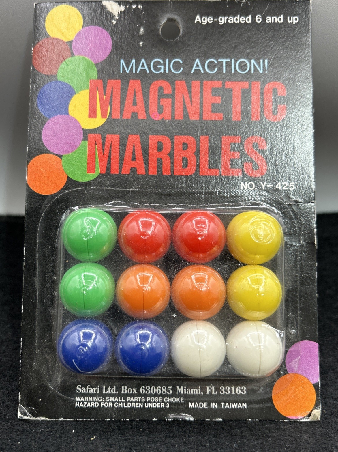 Magnetic Marbles 12 Marbles NIP NEW 1984 Dead stock Safari LTD. No Y-425