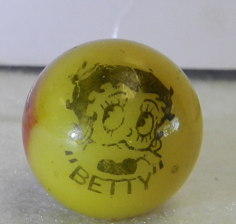 #20024m Original Vintage Peltier Glass Betty Betty Boop Comic Picture Marble