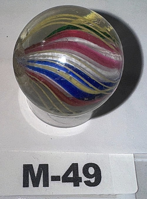 Rare 1″+ Tri-Stage Solid Blue White Green Yellow Core German Marble Swirl M-49