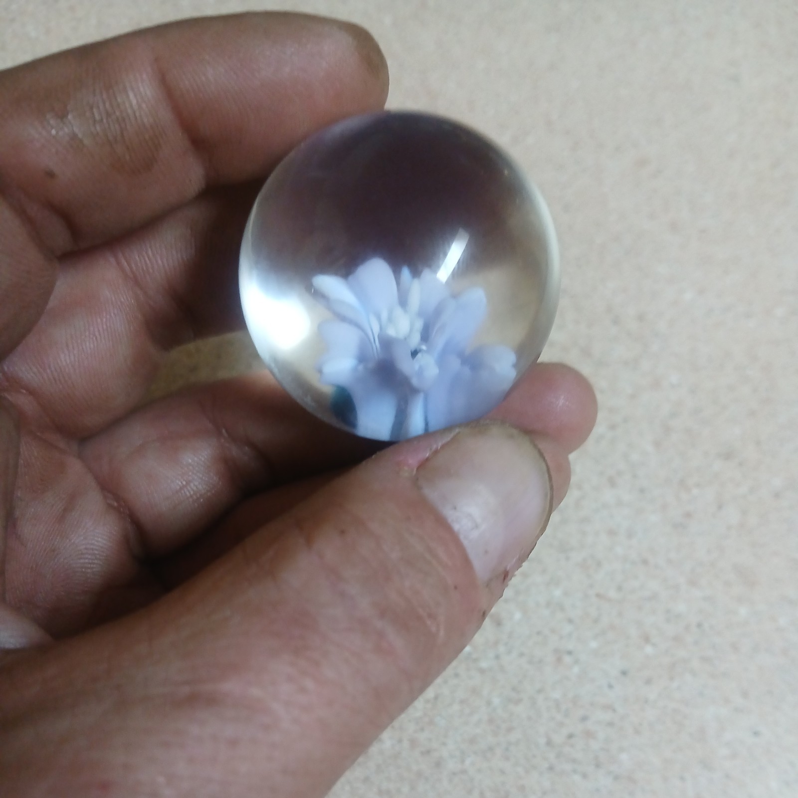 1 1/2 Inch Flower Implosion Marble with pink uv in the middle