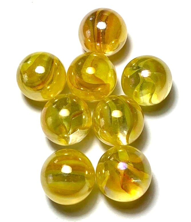 16mm Yellow Confetti Glass Marble Players Pack of 5 Vacor 2002-2011 RETIRED!