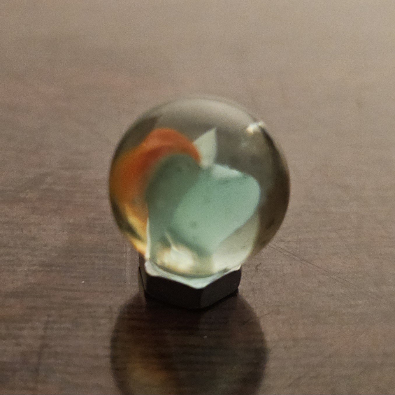 Vintage Red White Blue 3 Lobe Banana Cats Eye .593 Glass Marble