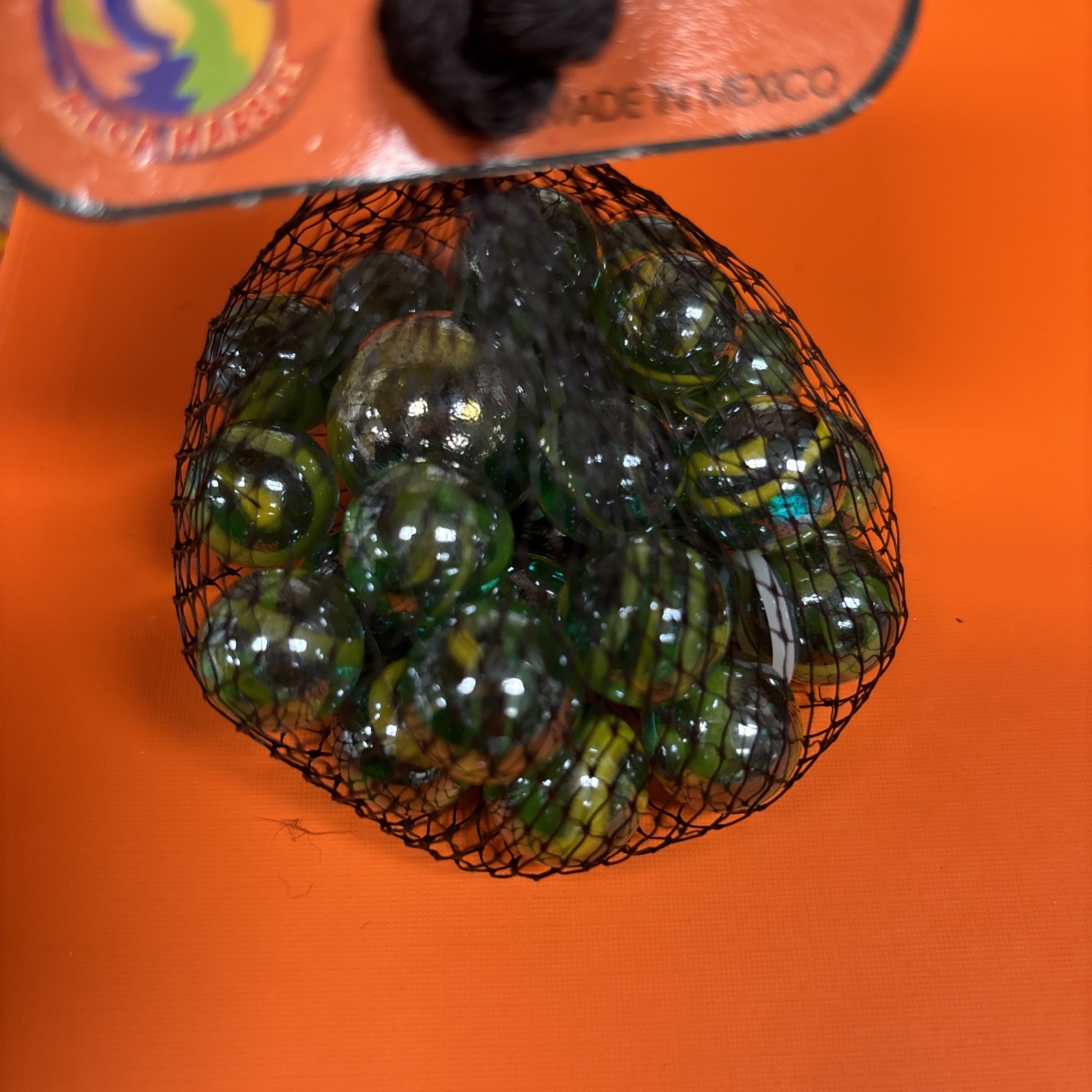 Iguana Net Bag 25 Glass Mega Marbles Vacor 1 Shooter 24 Players Iridescent
