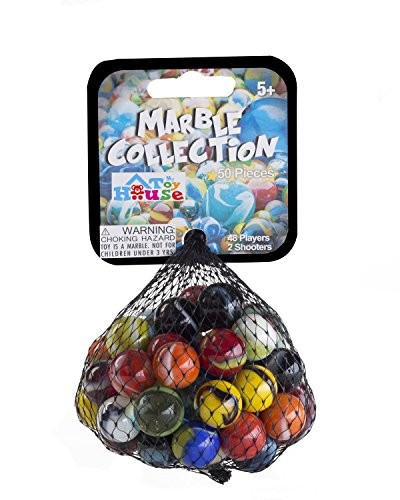 Glass Marbles Bulk, Set OF 50, (48 Players and 2 Shooters) Assorted Colors,