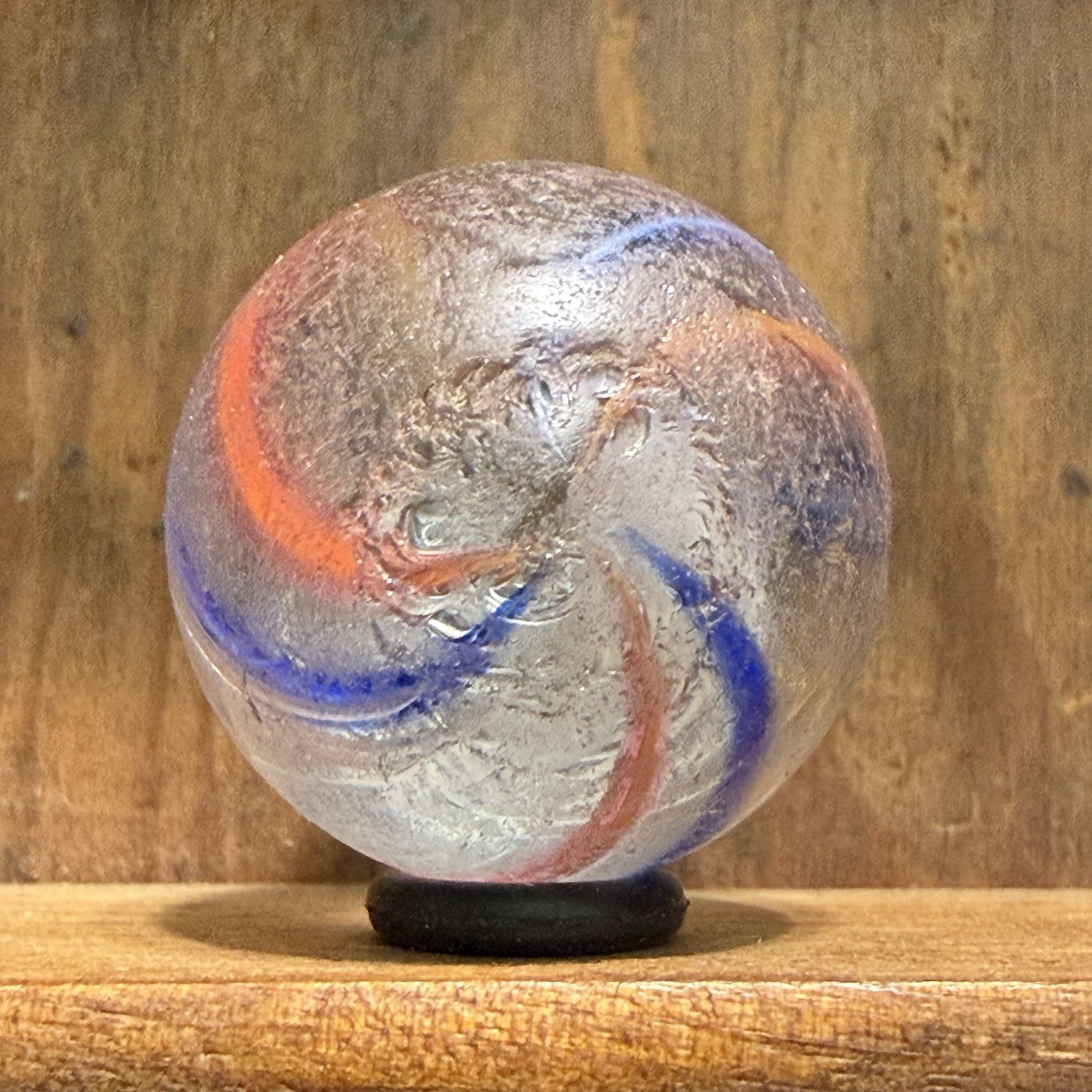 Antique German Handmade Latticinio Core Swirl Marble 29/32” Good(+) | 275